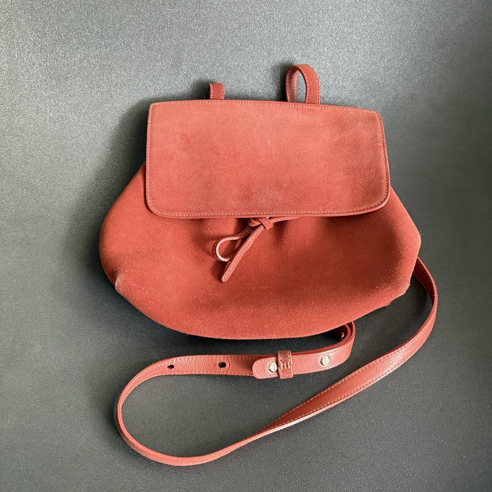 Mansur Gavriel Soft Suede Brick Brown Lady Bag Gold Hardware